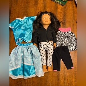 Maison Battat My Generation 18” doll with dark hair and eyes. Two addl outfits